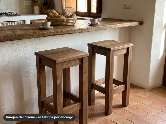 Taburete alto industrial de madera · Granero · imagen del diseño