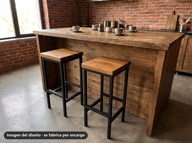 Industrial wood bar stool · Forge · design image