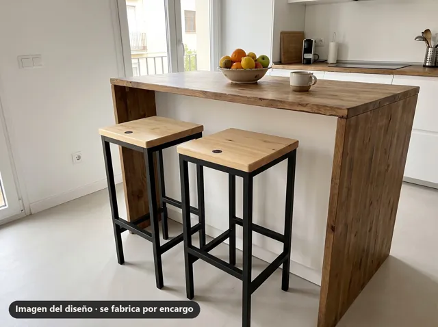 Taburete alto industrial de madera · Industrial · imagen del diseño