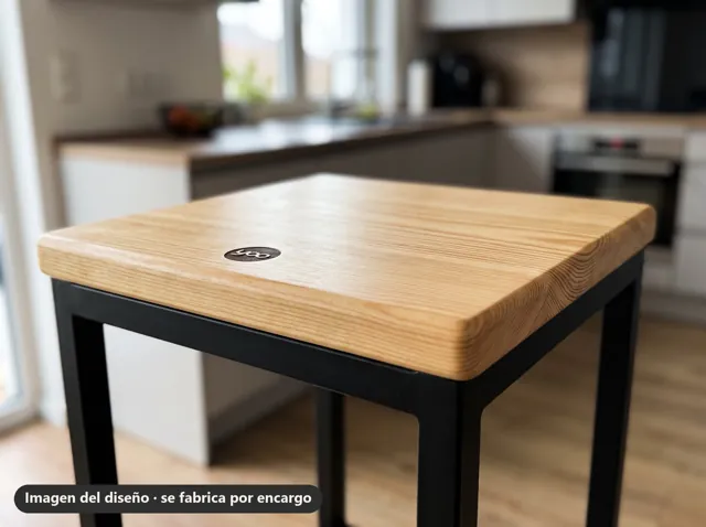 Taburete alto industrial de madera · Industrial · imagen del diseño